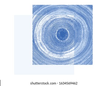 Vector wood texture of wavy ring pattern from a slice of tree. Grayscale wooden stump isolated on white.