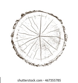 Vector Wood Tree Rings Aged Texture Cracked Slice Cross Section Alpha Channel with High Contrast 