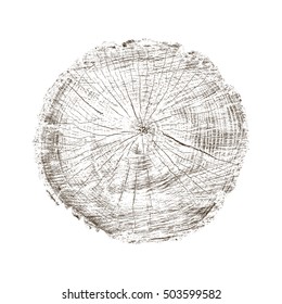 Vector Wood Tree Rings Aged Texture Cracked Slice Cross Section Alpha Channel with High Contrast