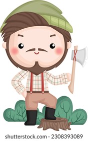 a vector of a woodcutter