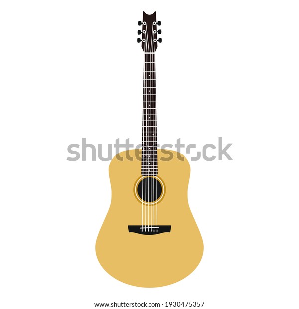 Vector of a wooden acoustic guitar isolated on\
a white background