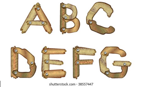 VECTOR Wooden alphabet letters - part 1