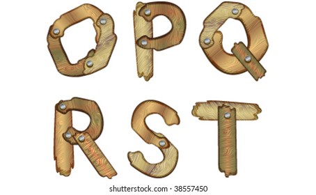 VECTOR Wooden alphabet letters - part 3