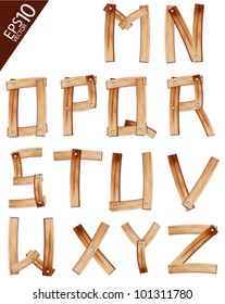 Vector Wooden Alphabet set