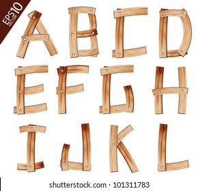 Vector Wooden Alphabet set