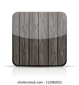 Vector wooden app icon on white background. Eps10