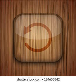 Vector wooden app icon on wooden background. Eps10