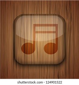 Vector wooden app icon on wooden background. Eps10