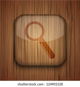 Vector wooden app icon on wooden background. Eps10