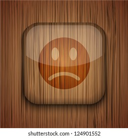Vector wooden app icon on wooden background. Eps10