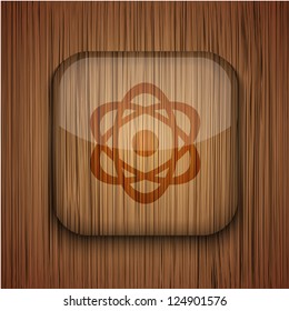 Vector wooden app icon on wooden background. Eps10
