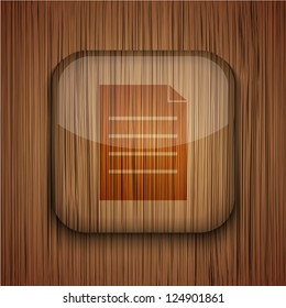 Vector wooden app icon on wooden background. Eps10
