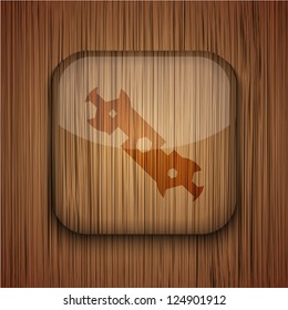 Vector wooden app icon on wooden background. Eps10