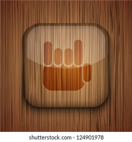 Vector wooden app icon on wooden background. Eps10