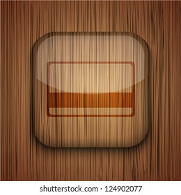 Vector wooden app icon on wooden background. Eps10