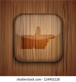 Vector wooden app icon on wooden background. Eps10