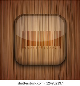 Vector wooden app icon on wooden background. Eps10