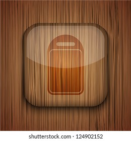 Vector wooden app icon on wooden background. Eps10