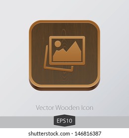 Vector wooden app icon on grey background
