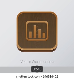 Vector wooden app icon on grey background