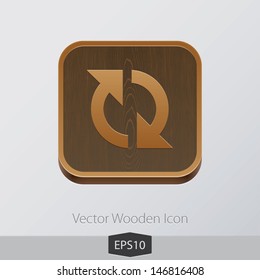 Vector wooden app icon on grey background