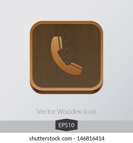 Vector wooden app icon on grey background