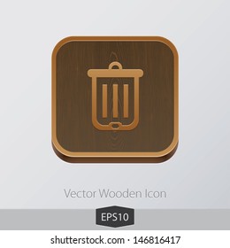 Vector wooden app icon on grey background
