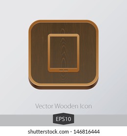 Vector wooden app icon on grey background