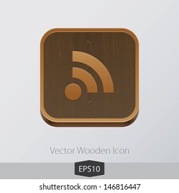 Vector wooden app icon on grey background