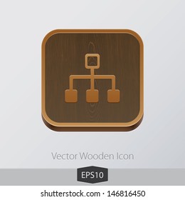 Vector wooden app icon on grey background