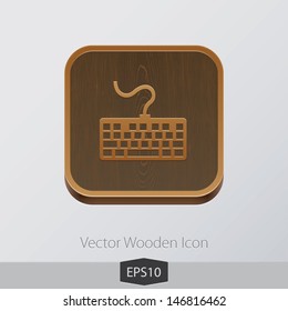 Vector wooden app icon on grey background