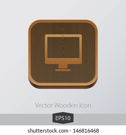 Vector wooden app icon on grey background