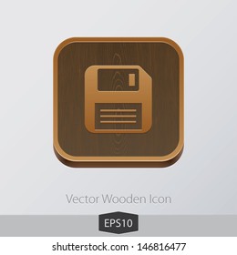 Vector wooden app icon on grey background
