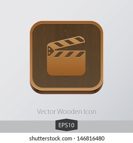 Vector wooden app icon on grey background