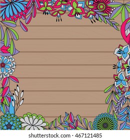 Vector wooden background with autumn frame