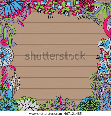 Vector wooden background with autumn frame