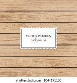 Vector wooden background. Beige wood backdrop. Trendy natural boards. Old light brown vintage planks. Good for mock-ups.