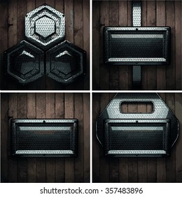 vector wooden background with metal element
