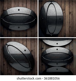 vector wooden background with metal element