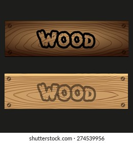 vector wooden banners boards with texture and text eps10 