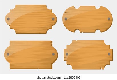 Vector wooden banners isolated on white background.