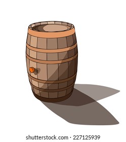 A vector Wooden Barrel isolated on White Background