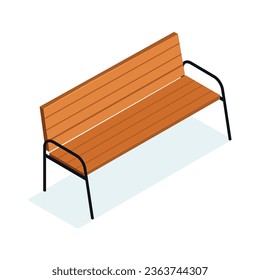 Vector wooden bench isolated on white background.