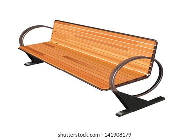 vector wooden bench on white background, raster version available