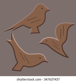 Vector wooden birds, trinket