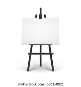 Blank Black And White Painting Canvas Stand Mockup Set Isolated