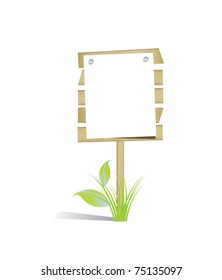 Vector wooden board with a sheet of paper and empty space for text, eps10