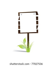 Vector wooden board with a sheet of paper and empty space for text, eps10