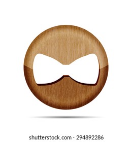 Vector Wooden Bow Tie icon isolated on white