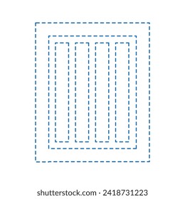 Vector wooden box dotted line color blue flat style